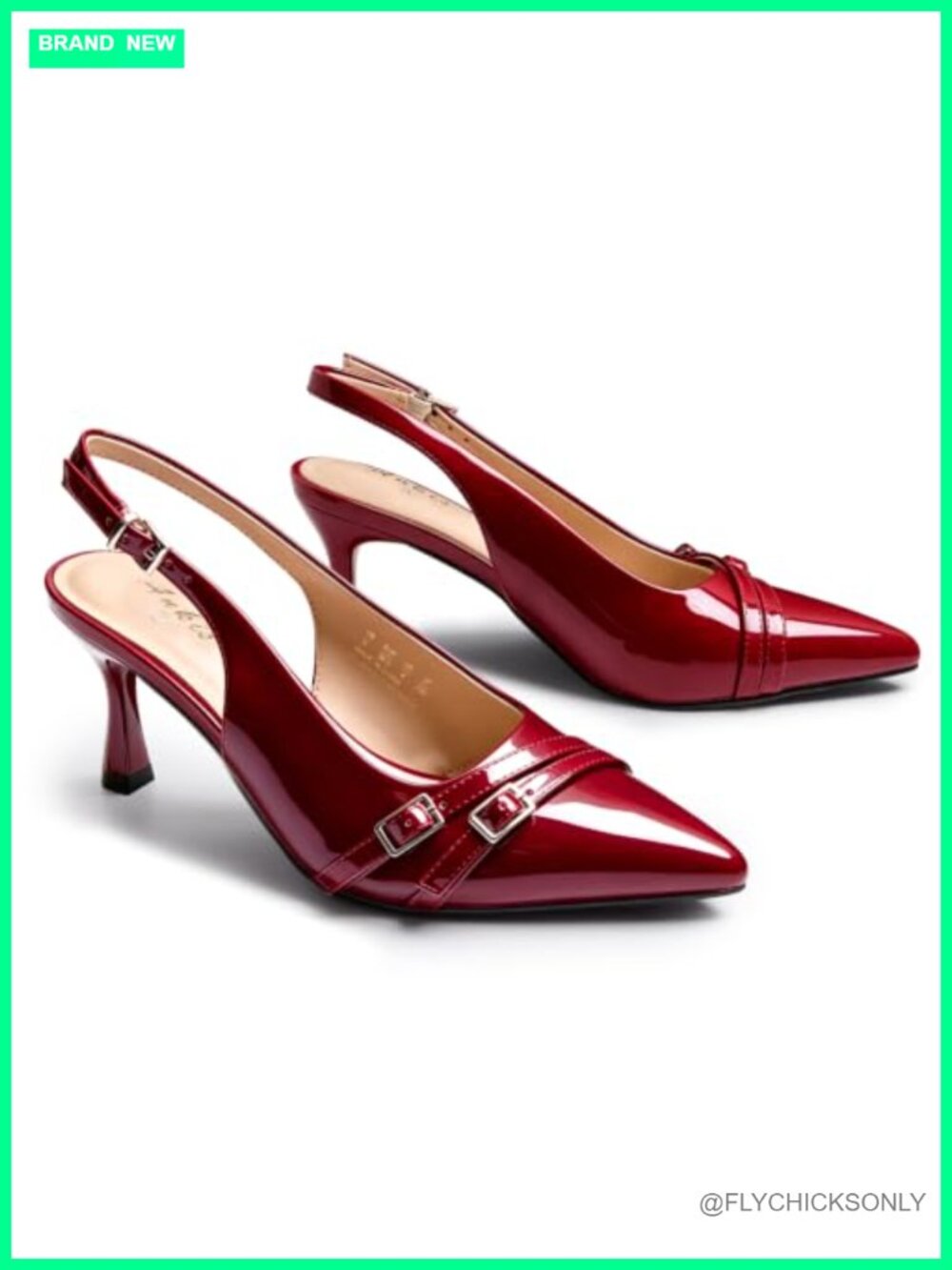 Patent Slingback Kitten Heels 2.75in Pointed Toe Dress Pumps